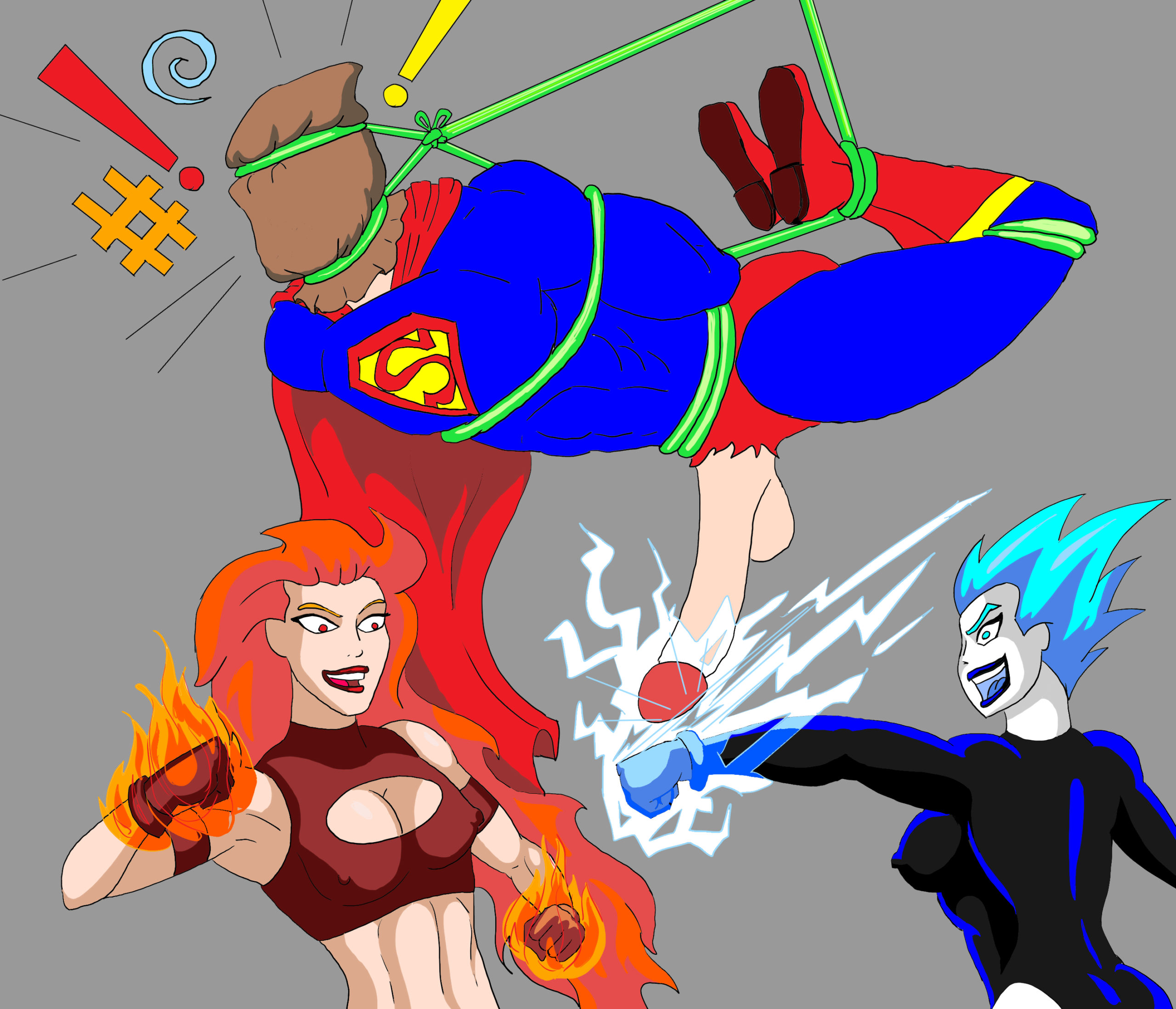 Livewire x Volcana Ballbusting Superman DC Comics Femdom by Superblast.